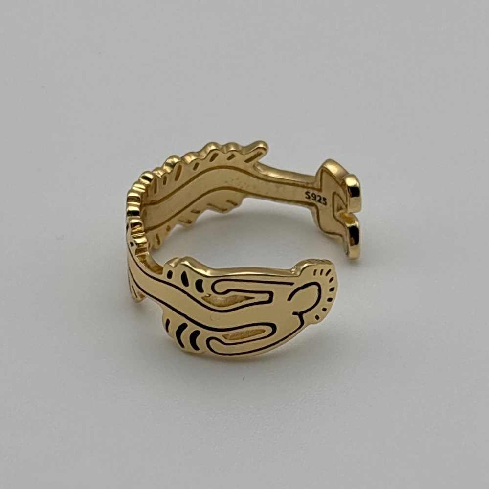 Gold Color Ring Size 9 - Keith Haring inspired design